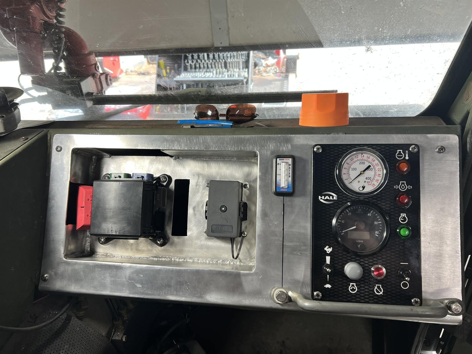 Custom fabricated aluminum Hale pump-panel console